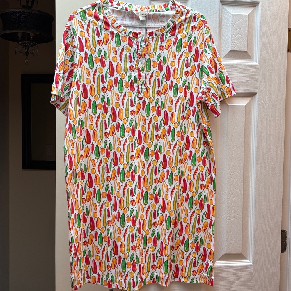 Vera Bradley night dress Multicolor Spice It Up Pepper Henley Medium NWT $49